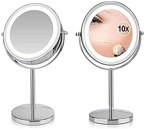 WQERLC Specchio a Parete, Specchi Vanity 10X con Ingrandimento Regolabile da 7 Pollici Cosmetico Bifacciale da Bagno da Tavolo, Specchi da Bagno a Parete