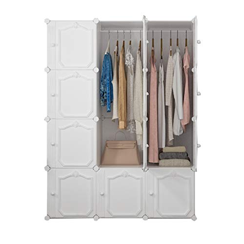 Locker Armadio Armadio Armadio 2-Hanging Organizer di Plastica Wtihdoor Gitter Scaffali Abbigliamento Combinazione Home Camera Bianca MUMUJIN (Size : 111X47X147CM)