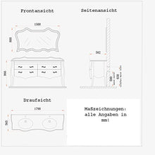 Sconosciuto Doppio lavabo design lavabo vanità barocco in marmo bianco 180x85x57 NUOVO