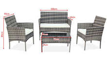 Conservatorio Deluxe 4 Pezzo 4Seater Rattan Cube Tavolo da Pranzo Mobili da Giardino Soggiorno All'aperto Balcony Patio Set (Grigio) (Consegna di Una Settimana)