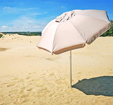 Mediawave Store - Ombrellone Cayman Tondo da Mare DIM001 115x160 cm con Asta, Ombrellone da Mare, Giardino, Terrazzo, Struttura in Acciaio e Antivento, Parasole da Esterno, Protezione Solare (Ecrù)