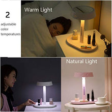FCS Bathroom Specchio da Trucco da Tavolo con Luci LED, Specchietto per Trucco con Organizzatore Trucco, Specchio da Doccia, USB Ricaricabile, Specchio Girevole a 90°, Rosa