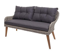 Mendler Salottino da Esterno HWC-H64 polyrattan Legno di Acacia Spun Poly Cuscini Grigio Scuro