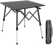 Tavolo da picnic all'aperto Tavolo da campeggio pieghevole, tavolo in altezza regolabile in lega di alluminio ultraleggero con borsa per esterno, picnic, cortile da pesca e uso domestico (nero) Bbq Pa