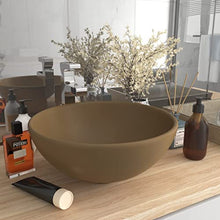 vidaXL Lavandino Lusso Lavello per Bagno Lavabo per Toilette Sanitari Prodotti per Bagno Vaschetta Rotondo Crema Opaco 32,5x14 cm in Ceramica