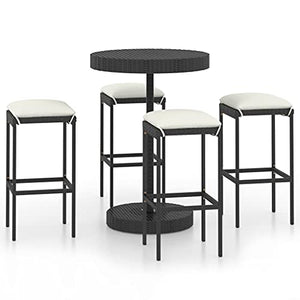 vidaXL Set Bar da Giardino 5 pz con Cuscini Polyrattan Nero