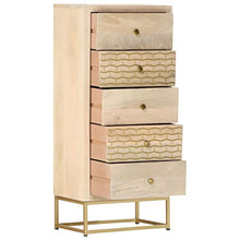 vidaXL Cassettiera Oro 45x30x105 cm in Legno Massello di Mango