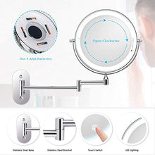 HGXC Specchio per Il Trucco a Parete con ingrandimento 5X LED Touch dimmerabile su Due Lati 360 ° Girevole Allungabile Pieghevole Alimentato