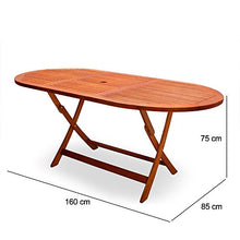 Casaria Tavolo da Giardino in Legno Pieghevole Alabama Certificato FSC 160x85cm Tavoli da Esterno
