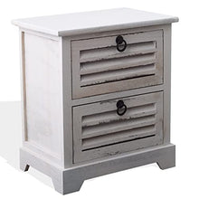 Rebecca Mobili Comodino Montato Bianco, cassettiera 2 cassetti, Legno Paulownia, Vintage Shabby Chic, da Camera Ingresso Bagno - Misure: 45 x 42 x 29 cm (HxLxP) - Art. RE4571