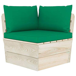 SKM Set Divani da Giardino su Pallet 5 pz con Cuscini Legno Abete (88.4kg) Verde-3461