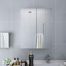 Tidyard Armadietto a Specchio Armadietto da Bagno con Specchio Mobiletto Pensile da Bagno con 2 Anta e 3 Ripiani 60x15x75 cm Bianco e Argento