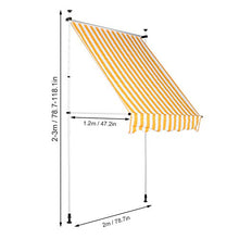Tenda da Sole Retrattile, Tenda da Sole a Scomparsa Manuale da 2x1,2 m, Altezza Regolabile, per Uso Cortile Cortile (Gialle)