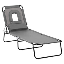 tayer Lettino a Sdraio per Prendere Il Sole, Lettino Prendisole da Giardino Pieghevole con Cuscino e Foro di Lettura, per Giardino Giardino reclinabile all'aperto (Grigio)