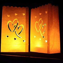 ARTFFEL Vola 50PCS Sacchetti della Candela Amore Forma Scava Fuori Carta Luminary Borse Candela Borsa Fiamma Sacchi di Carta Resistente for Candela (Double Heart) .Compleanno