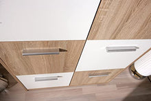 Inter Link Cassettiera Alta in Truciolare, Decoro Sonoma Rovere, Bianco con 6 Ante
