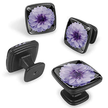 Confezione da 4 manopole per mobili da cucina, manopole per cassetti Dalia fiore viola bianco Tira le maniglie delle porte