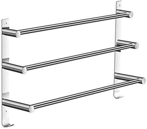 BGSFF Portasciugamani ， Portasciugamani in Acciaio Inox Portasciugamani Mensola da Bagno Facile da installare, Portasciugamani Portasciugamani a Tre Strati con Gancio 50 cm