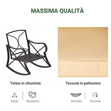 Outsunny Set Tavolino e Sedie da Giardino a Dondolo con Cuscini, Ripiano in Vetro e Struttura in Acciaio Beige