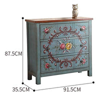 ZzheHou Cassettiera Cassettiera Soggiorno Bagagli Retro Cassette Chest of Solid Armadi in Legno Cassetti Robusto Durevole Semplice E Grazioso (Color : Blue, Size : 91.5x35.5x87.5cm)