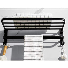 NHLBD Mensola da Bagno, mensola portaoggetti - Bagno Rack Corso igienici Chrome Nero Mensola Rust for Bagno con portasciugamani (50x22x19.5cm) partizione Bagno