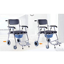 Sedia da Toilette Pieghevole con Sedile per WC Imbottito Sgabello per Doccia da Bagno Persona Anziana/Incinta/Donna/Portatori di Handicap Sedia Mobile da Vasino Ruota della Cintura