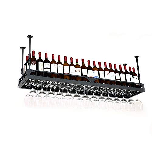 LSNLNN Portabici da Vino, Portabici ad Enologio Appeso Portabicchiere, Impensatore per Vino, Supporto per Vino, Supporto per Vino, Supporto Tazza Appeso e Vino Cremagliera, Portame,Nero,120 * 35 Cm.