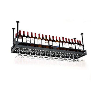 LSNLNN Portabici da Vino, Portabici ad Enologio Appeso Portabicchiere, Impensatore per Vino, Supporto per Vino, Supporto per Vino, Supporto Tazza Appeso e Vino Cremagliera, Portame,Nero,120 * 35 Cm.