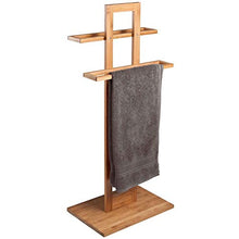 Portasciugamani da Terra Autoportante in Legno Bambu Piantana da Bagno 2 Bracci Dimensione 37 x 25 x 85