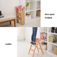 Mirui Sgabello Legno LaStep Sgabello Pieghevole in Legno Pedale Ladder 3 Passi, Cucina Ufficio Biblioteca Stair Chair/Climbing Ladder/Alto Sgabello, Cuscino Rimovibile (Size : Green)