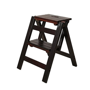 Scaletta per sgabello a 2 gradini per adulti e per bambini Sgabelli di legno per piccoli sgabelli Pieghevole tavolo da interno per scarpiera portatile / porta fiori durevole ( Colore : NERO )