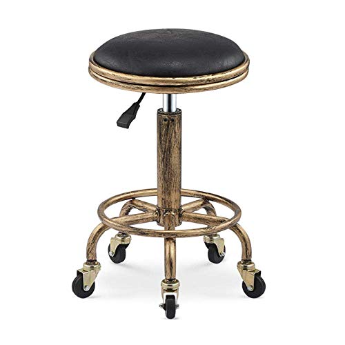 Poltrone Nubao Girevole Bellezza Sgabello con rotelle, Tavolo for massaggi Sgabello con panno di lino grigio Sedile, Altezza regolabile 43-53 cm, peso 160 Kg supportati, Sgabello altezza regolabile co