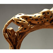 JCSW Portabottiglie da Tavolo Porta Vino da appoggio in Piedi Scultura in Resina Artigianato Leopardo Regali Animali Decorazioni per la casa Decorazioni per Interni, Oro, THV151VHT