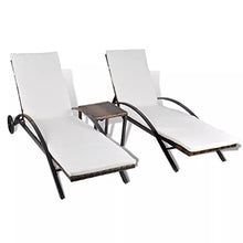 Festnight Set Lettino Prendisole/Sedie a Sdraio 3 pz in Polirattan Marrone