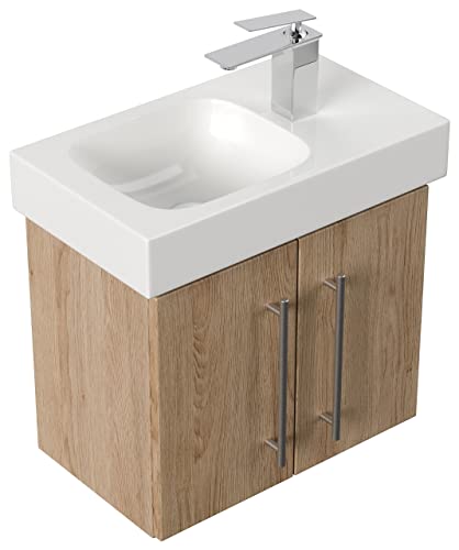 emotion Mobili da bagno con lavabo Geberit Icon XS 53 cm destra rovere chiaro lucido