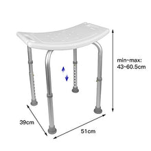 WARLA Sgabello Doccia, Sedia Doccia Anziani, 51 * 39 cm, Altezza Regolabile (43-60,5 cm), Gambe Antiscivolo + Lega di Alluminio + Design ad Arco, carico Massimo 150 kg