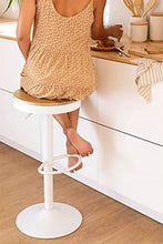 YOUNIKE 2 x Sgabello da Bar Sedia da Bar in Legno massello 58-80 cm Regolabile in Altezza, Sgabello Girevole a 360 ° con poggiapiedi, per Cucina Bar caffetteria, Bianco