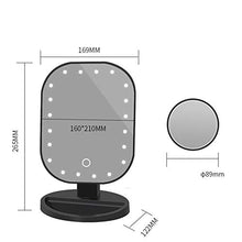 Shian LED Specchio per Il Trucco Specchio per la Bellezza del Trucco Specchio ingranditore 10 Volte 20 lampadine, Nero Senza Batteria
