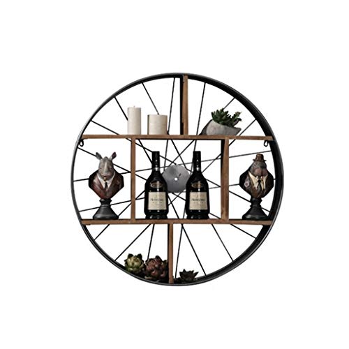 Porta Bottiglie da Vino Portabottiglie per Vino Stile industriale rotonda vino di legno solido rack Wall Hanging Holder Ferro Immagini di vino Home Bar Ristorante Decorazione parete Scaffale per Vino