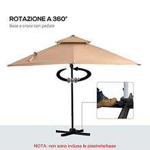 Outsunny Ombrellone da Giardino 294x294cm a Braccio con Manovella, Girevole a 360° e Inclinazione Regolabile, Khaki