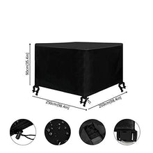litulituhallo - Copertura impermeabile per mobili da giardino, quadrata, per tavolo e sedie in rattan, colore: nero, 250 x 250 x 90 cm