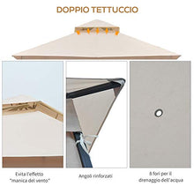 Outsunny Gazebo da Giardino 3x3M in Metallo con Tettuccio e Pareti in Poliestere Beige