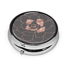 Rosegold - Contenitore rotondo per pillole con 3 scomparti, in metallo, per medicine, vitamine, per viaggi all'aperto