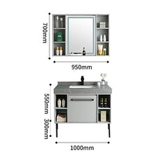 Mobile Lavabo Semplice del Cabinet del gabinetto dello Specchio del gabinetto del Bagno del Bordo della Roccia Semplice Facile da Pulire (Color : Gray, Size : 50x100x85cm)
