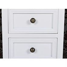 AYNEFY comodino in legno mdf, Comodino Comò 2 Cassetti Legno pino spazzolato MDF Bianco Laccato Stile Classico Barocco Camera