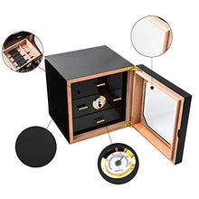 Minmin Cigar Box multistrato finestra trasparente Legno di Cedro Idratante Cabinet Piano di vernice di finitura for auto portatile Cigar Box, 250x240x240mm accessori del sigaro