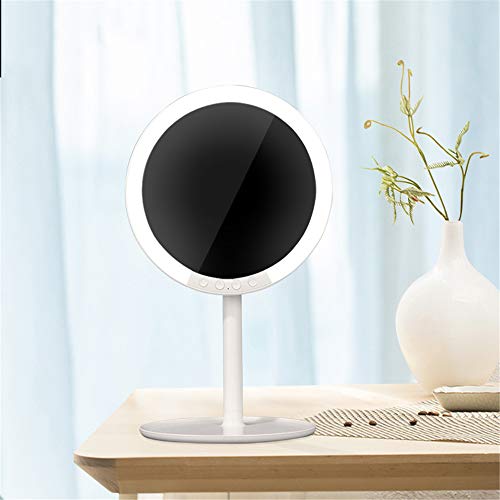 EUYIMOMO specchio trucco,specchio trucco,Specchio cosmetico da tavolo a led da 7 pollici, ripiano luminoso regolabile, specchio da trucco HD ricaricabile-polvere di fiori di ciliegio
