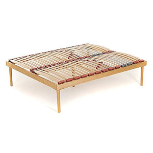 Dormiland® - Rete in Legno di FAGGIO con DOGHE Ammortizzate E BASCULANTI Dotata di REGOLATORI di RIGIDITÀ Zona Lombare - Misura Rete 180x200 per Letto Materasso King Size