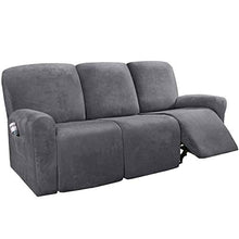 Bove Velluto Copripoltrona Relax Reclinabile, 8 Pezzi Stretch Recliner Copridivano per 3 Divano Cuscino Fodere Copridivani Divano Protector con Tasca Laterale-D
