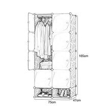 FHW Armadio Portatile Pieghevole Cupboard Cabinet System Storage organizzatore con Ante battenti Rod Forte Costruzione (2 Stili) Guardaroba (Size : 75x47x165cm)